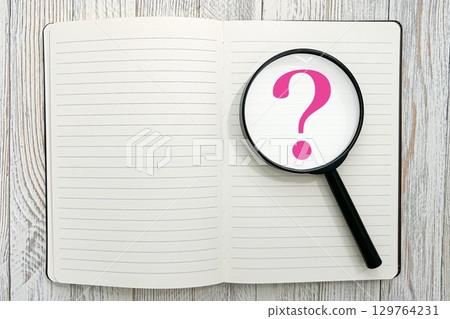 Question mark in notebook 129764231