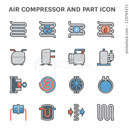 Air compressor part vector color icon design element. Air compressor part vector color icon design element. 129764251