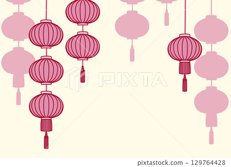 Asian-style lantern background illustration 129764428