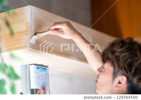 Renovation, DIY, Interior Construction, Dinoc Sheet, Printed Decorative Film Installation, Primer Treatment 129764500