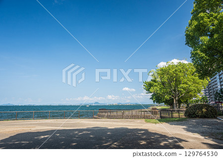Summer scenery at Nagisa Park on the shores of Lake Biwa, Otsu City, Shiga Prefecture Summer scenery at Nagisa Park on the shores of Lake Biwa, Otsu City, Shiga Prefecture 129764530