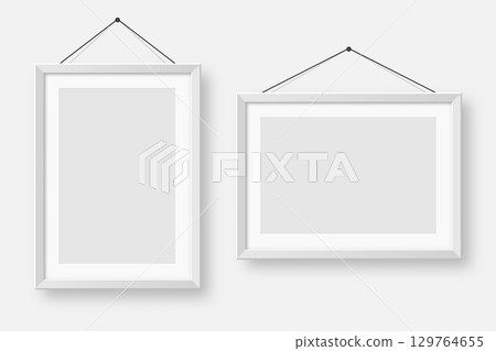 Realistic blank white picture frames collection. Modern poster mockup for artwork, photography, or advertising. Perfect for art galleries, interior decor, and branding. Vector illustration Realistic blank white picture frames collection. Modern poster mockup for artwork, photography, or advertising. Perfect for art galleries, interior decor, and branding. Vector illustration 129764655