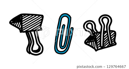 手繪回形針插圖 129764667