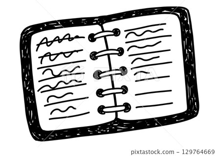 筆記本裡的手繪插圖 129764669