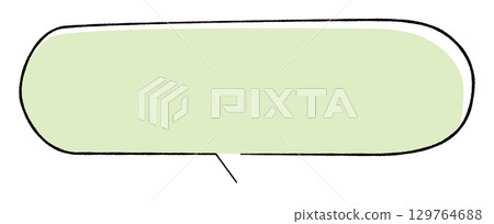 一個簡潔的手繪風格對話泡泡。一條長長的水平橢圓形尾巴從中心指向右側。尾巴相連。顏色時尚。 一個簡潔的手繪風格對話泡泡。一條長長的水平橢圓形尾巴從中心指向右側。尾巴相連。顏色時尚。 129764688