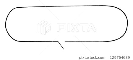 簡單的手繪線條風格的對話泡泡。水平細長的橢圓形尾巴位於中心,指向右側。尾巴相連。單調。 簡單的手繪線條風格的對話泡泡。水平細長的橢圓形尾巴位於中心,指向右側。尾巴相連。單調。 129764689