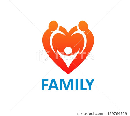 Family and society icon or sign. People community vector sign, charity foundation or union emblem. Family and parenting symbol or icon with heart abstract shape, both parents and child silhouettes Family and society icon or sign. People community vector sign, charity foundation or union emblem. Family and parenting symbol or icon with heart abstract shape, both parents and child silhouettes 129764729