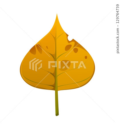 Autumn leaf happy thanksgiving holiday symbol. Isolated cartoon vector foliage, fallen tree leaf of yellow brown color with stem, spots and veins. Natural forest object captures essence of fall nature Autumn leaf happy thanksgiving holiday symbol. Isolated cartoon vector foliage, fallen tree leaf of yellow brown color with stem, spots and veins. Natural forest object captures essence of fall nature 129764739