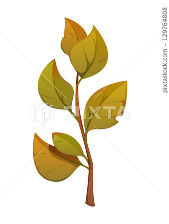 Autumn leaf, happy Thanksgiving holiday symbol. Isolated cartoon vector tree, garden flower or forest plant foliage, radiating fall season and nature. Floral element, twig, herb branch or stem Autumn leaf, happy Thanksgiving holiday symbol. Isolated cartoon vector tree, garden flower or forest plant foliage, radiating fall season and nature. Floral element, twig, herb branch or stem 129764808