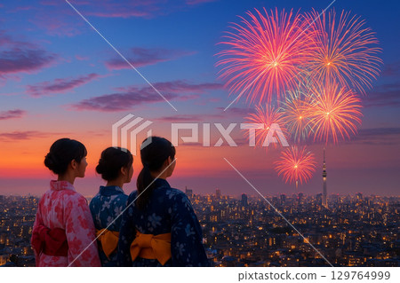 Big city Sumida River Fireworks Festival Tokyo Skytree 129764999