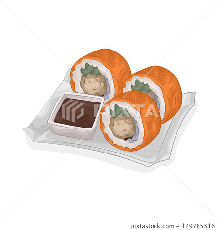 Illustration of Sushi Roll Illustration of Sushi Roll 129765316