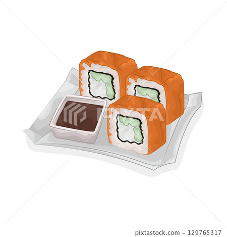 Illustration of Sushi Roll 129765317