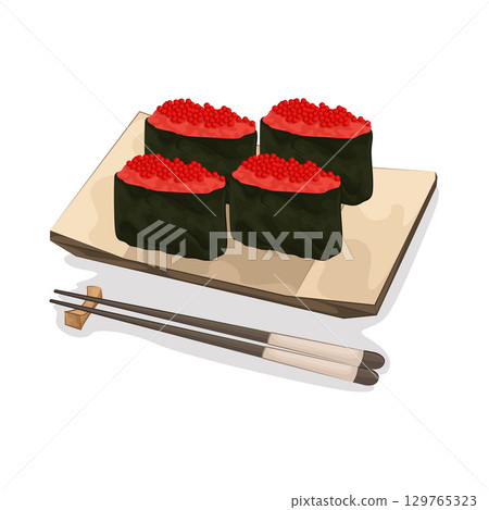 Illustration of Salmon Roe Sushi Illustration of Salmon Roe Sushi 129765323