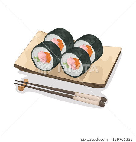 Illustration of Sushi Roll 129765325