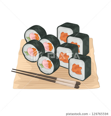 Illustration of Sushi Platter Illustration of Sushi Platter 129765594