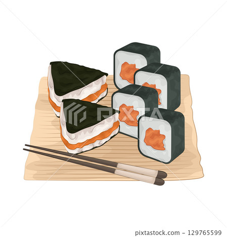 Illustration of Sushi Platter Illustration of Sushi Platter 129765599