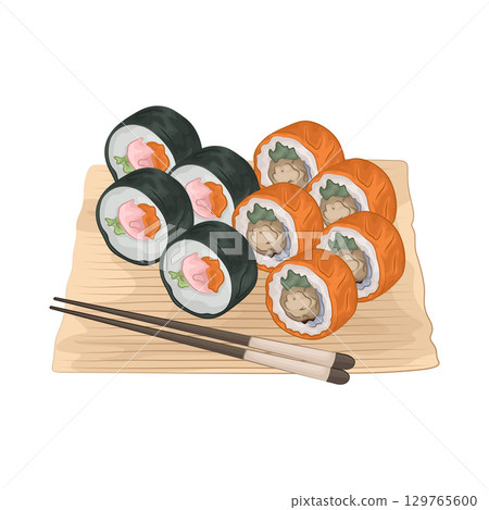 Illustration of Sushi Platter Illustration of Sushi Platter 129765600