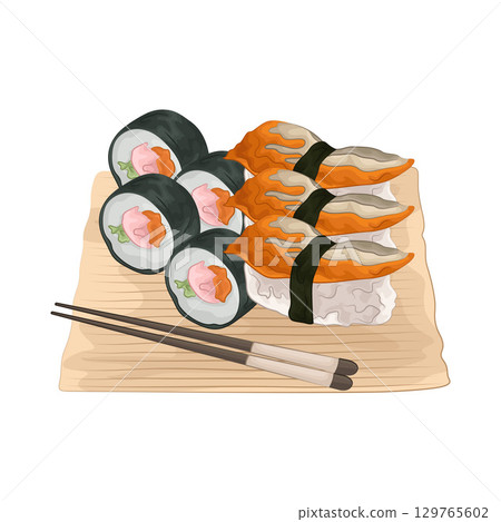 Illustration of Sushi Platter Illustration of Sushi Platter 129765602
