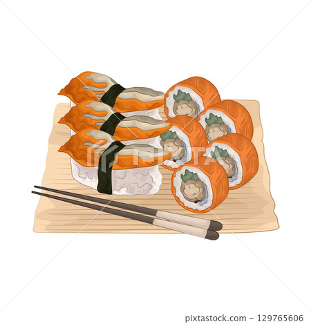 Illustration of Sushi Platter Illustration of Sushi Platter 129765606