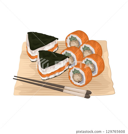 Illustration of Sushi Platter Illustration of Sushi Platter 129765608