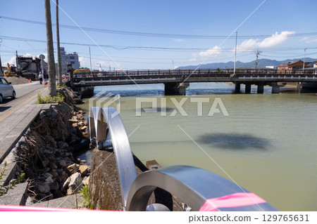 Damage to the seawall caused by heavy rain in Aira City, Kagoshima Prefecture Damage to the seawall caused by heavy rain in Aira City, Kagoshima Prefecture 129765631
