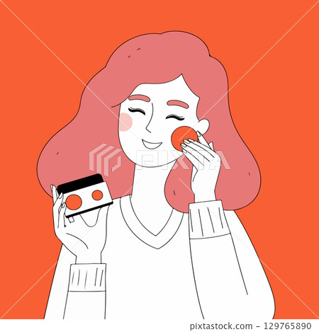 Woman Applying Blush Woman Applying Blush 129765890