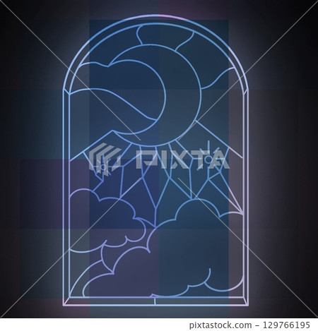 Stained Glass Moon Black Mosaic 129766195