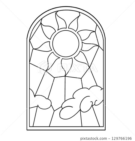 Stained Glass Sun Black 129766196