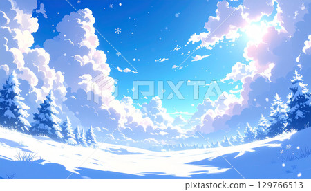 Snow landscape generation AI background 129766513