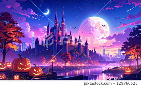 Halloween pumpkin AI generation background 129766523