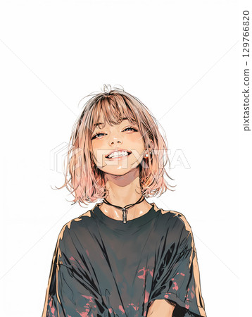 搖滾女孩肖像插畫 搖滾女孩肖像插畫 129766820