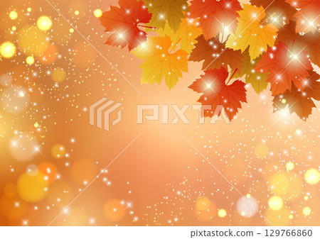 秋天，楓葉，秋葉背景，插圖，可愛，一面，照明 129766860