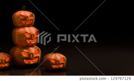 The Pumpkin Jack for Halloween orHoliday concept 3d Rendering. 129767129