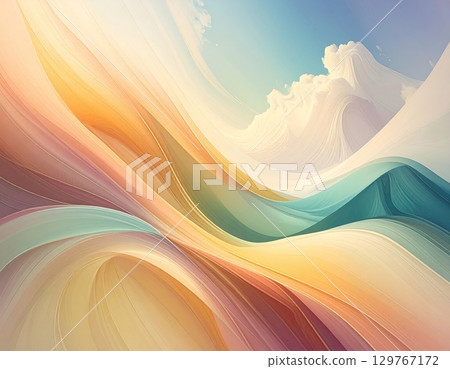 Abstract wave pattern with colorful lines on a bright rainbow background, a dynamic fractal design for artistic decoration Abstract wave pattern with colorful lines on a bright rainbow background, a dynamic fractal design for artistic decoration 129767172