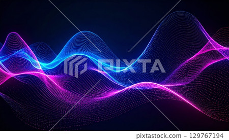 An abstract digital fantasy of purple and blue light waves in a swirling pattern An abstract digital fantasy of purple and blue light waves in a swirling pattern 129767194