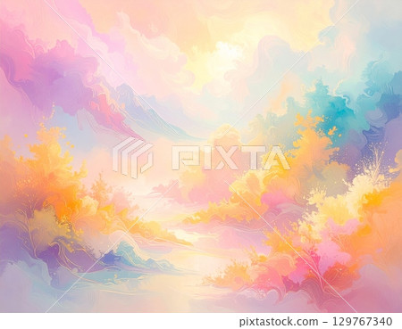 Abstract watercolor painting with colorful splashes and grunge texture on paper Abstract watercolor painting with colorful splashes and grunge texture on paper 129767340