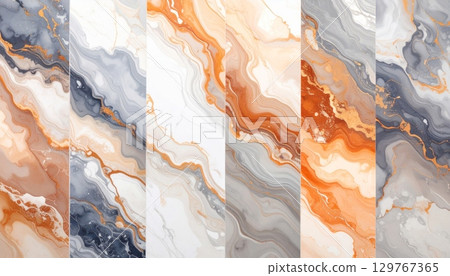 Abstract blue and yellow watercolor grunge texture on vintage paper with painted autumn leaves and flowers 129767365