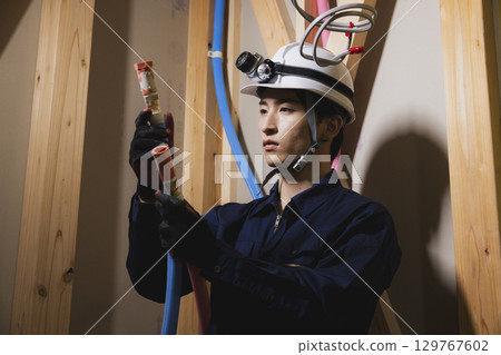 Unit bath wiring work 129767602