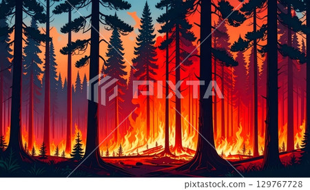 Colorful sunbeams illuminate a golden autumn forest path as vibrant leaves fall from towering trees Colorful sunbeams illuminate a golden autumn forest path as vibrant leaves fall from towering trees 129767728