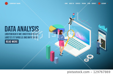 Data Analysis with modern isometric design concept. Advertising research Data Analysis with modern isometric design concept. Advertising research 129767869