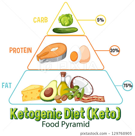 Ketogenic Diet Food Pyramid Illustration 129768905