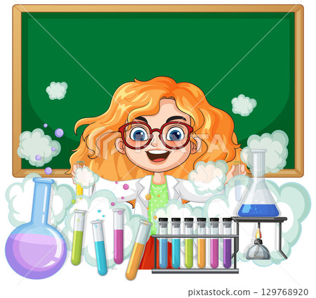 Young Scientist Conducting Chemistry Experiment in Classroom Young Scientist Conducting Chemistry Experiment in Classroom 129768920