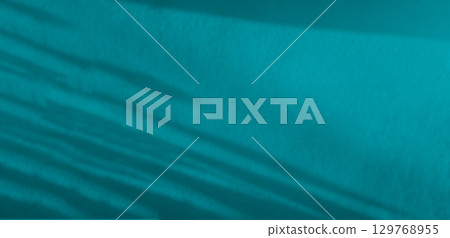 Teal Background Shadow Leaf Overlay Wall Floor blur Cement Minimal Mockup Product Cosmetic Beauty Summer Template Presentation Environment Eco System Zero Carbon Platform Space Green Blue Nature Empty 129768955