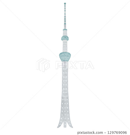 A simple watercolor illustration of the Skytree A simple watercolor illustration of the Skytree 129769096