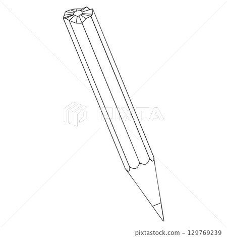 Outline for Coloring of Pencil School, Office and Art Supplies. Vector Illustration. Outline for Coloring of Pencil School, Office and Art Supplies. Vector Illustration. 129769239
