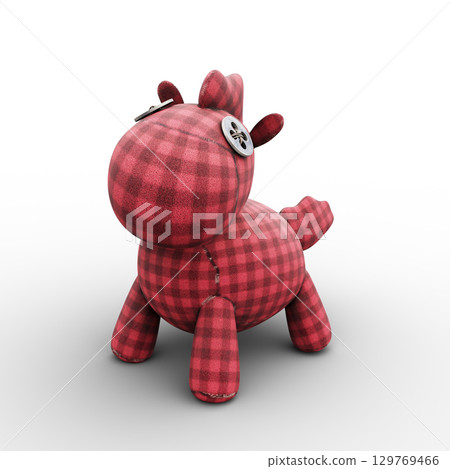 Horse Plush Cute and Funny Toy. 3D Illustration. File with Clipping Path. 129769466