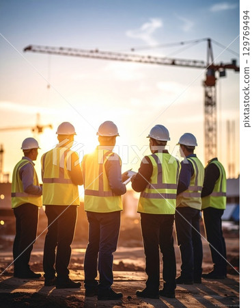 people working at construction site people working at construction site 129769494