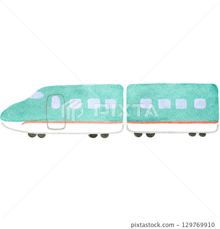 可愛的水彩子彈火車插圖 129769910