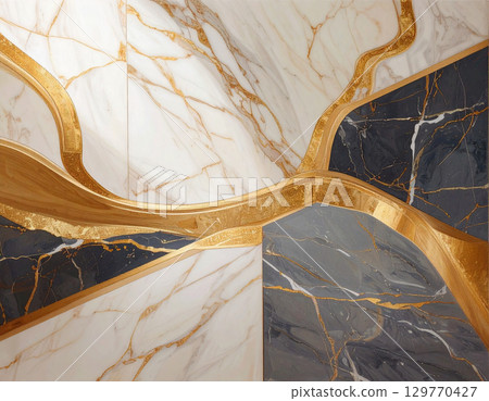 Japanese paper gold generation AI background 129770427