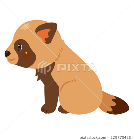 Sideways illustration of a sitting raccoon Sideways illustration of a sitting raccoon 129770458